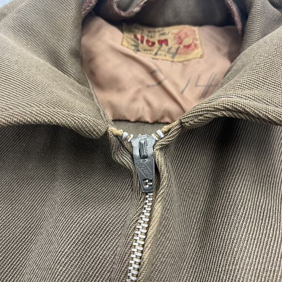 Vintage 40s Lion Green Wool Whipcord Boxy Bomber Jacket - Picture 4 of 5